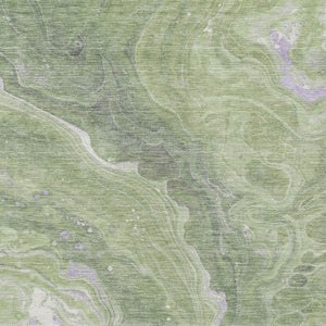 Homeroots 3' Indoor Outdoor Abstract Artichoke Green And Ivory Washable Area Rug For Stylish Spaces Aloe Polyester 618194