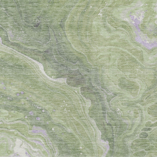 Homeroots 3' Indoor Outdoor Abstract Artichoke Green And Ivory Washable Area Rug For Stylish Spaces Aloe Polyester 618194