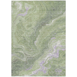 Homeroots 3' Indoor Outdoor Abstract Artichoke Green And Ivory Washable Area Rug For Stylish Spaces Aloe Polyester 618195