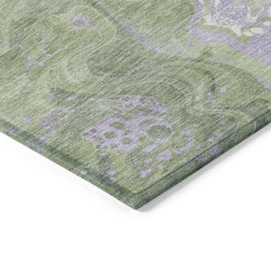 Homeroots 3' Indoor Outdoor Abstract Artichoke Green And Ivory Washable Area Rug For Stylish Spaces Aloe Polyester 618195