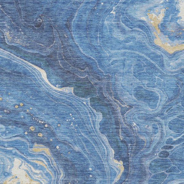 Homeroots 3' Indoor Outdoor Abstract Artichoke Green And Ivory Washable Area Rug For Stylish Spaces Blue Polyester 618196