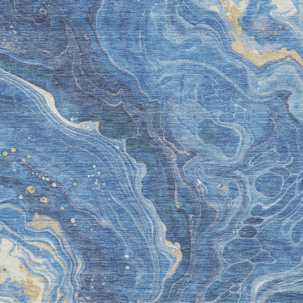 Homeroots 3' Indoor Outdoor Abstract Artichoke Green And Ivory Washable Area Rug For Stylish Spaces Blue Polyester 618197