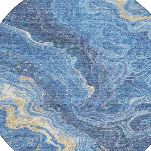 Homeroots 3' Indoor Outdoor Abstract Artichoke Green And Ivory Washable Area Rug For Stylish Spaces Blue Polyester 618198