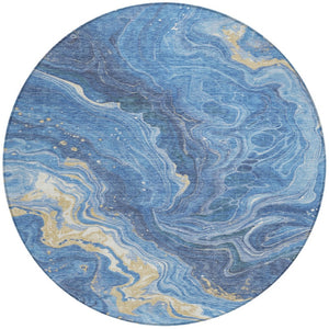 Homeroots 3' Indoor Outdoor Abstract Artichoke Green And Ivory Washable Area Rug For Stylish Spaces Blue Polyester 618198