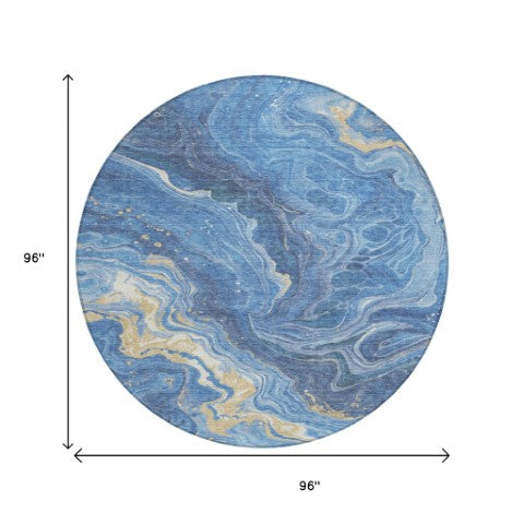 Homeroots 3' Indoor Outdoor Abstract Artichoke Green And Ivory Washable Area Rug For Stylish Spaces Blue Polyester 618198