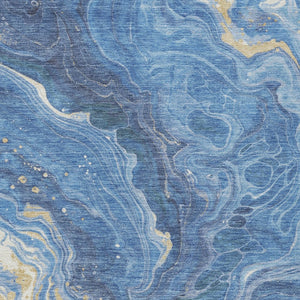 Homeroots 3' Indoor Outdoor Abstract Artichoke Green And Ivory Washable Area Rug For Stylish Spaces Blue Polyester 618199