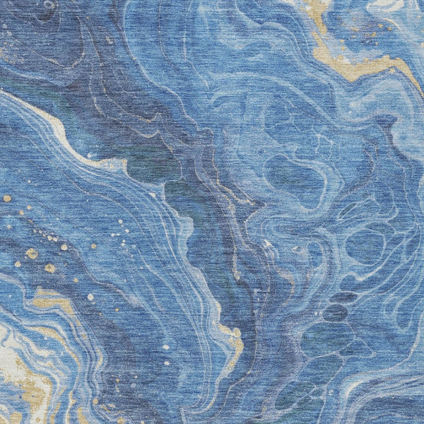 Homeroots 3' Indoor Outdoor Abstract Artichoke Green And Ivory Washable Area Rug For Stylish Spaces Blue Polyester 618199