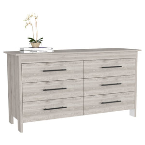 English Elm Paris Six Drawer Double Dresser with Leg Base Melamine Top for Modern Bedroom B097P496270
