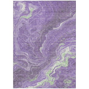 Homeroots 3' Indoor Outdoor Abstract Artichoke Green And Ivory Washable Area Rug For Stylish Spaces Purple Polyester 618202