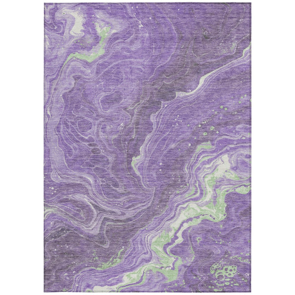 Homeroots 3' Indoor Outdoor Abstract Artichoke Green And Ivory Washable Area Rug For Stylish Spaces Purple Polyester 618202