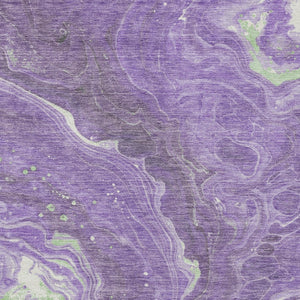 Homeroots 3' Indoor Outdoor Abstract Artichoke Green And Ivory Washable Area Rug For Stylish Spaces Purple Polyester 618202