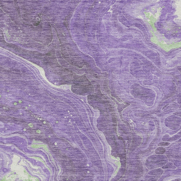 Homeroots 3' Indoor Outdoor Abstract Artichoke Green And Ivory Washable Area Rug For Stylish Spaces Purple Polyester 618202