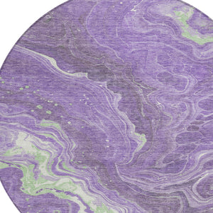 Homeroots 3' Indoor Outdoor Abstract Artichoke Green And Ivory Washable Area Rug For Stylish Spaces Purple Polyester 618204