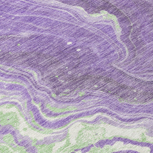 Homeroots 3' Indoor Outdoor Abstract Artichoke Green And Ivory Washable Area Rug For Stylish Spaces Purple Polyester 618204