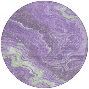 Homeroots 3' Indoor Outdoor Abstract Artichoke Green And Ivory Washable Area Rug For Stylish Spaces Purple Polyester 618204