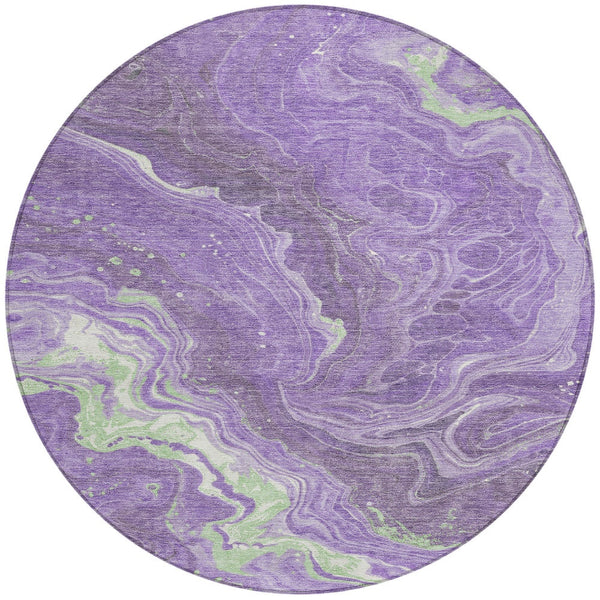 Homeroots 3' Indoor Outdoor Abstract Artichoke Green And Ivory Washable Area Rug For Stylish Spaces Purple Polyester 618204