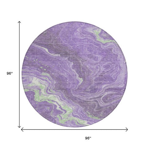 Homeroots 3' Indoor Outdoor Abstract Artichoke Green And Ivory Washable Area Rug For Stylish Spaces Purple Polyester 618204