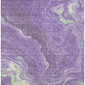 Homeroots 3' Indoor Outdoor Abstract Artichoke Green And Ivory Washable Area Rug For Stylish Spaces Purple Polyester 618205