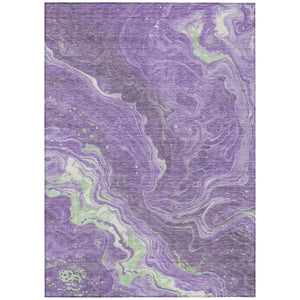 HomeRoots 5' Modern Abstract Area Rug in Purple, Mint Green & Ivory – Washable, Durable, Indoor/Outdoor Use 8' X 10' 618205