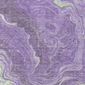 Homeroots 3' Indoor Outdoor Abstract Artichoke Green And Ivory Washable Area Rug For Stylish Spaces Purple Polyester 618205