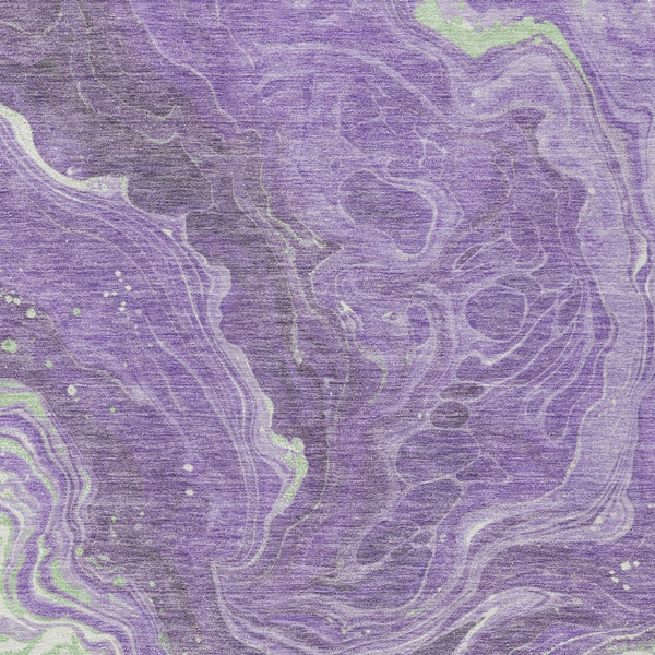 Homeroots 3' Indoor Outdoor Abstract Artichoke Green And Ivory Washable Area Rug For Stylish Spaces Purple Polyester 618205