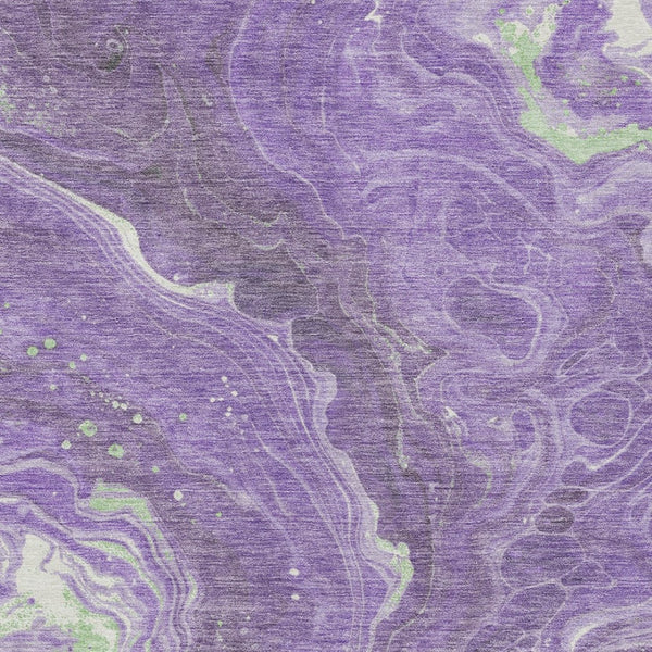 Homeroots 3' Indoor Outdoor Abstract Artichoke Green And Ivory Washable Area Rug For Stylish Spaces Purple Polyester 618206