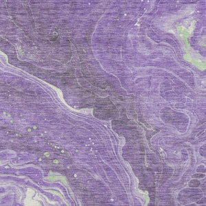 Homeroots 3' Indoor Outdoor Abstract Artichoke Green And Ivory Washable Area Rug For Stylish Spaces Purple Polyester 618207