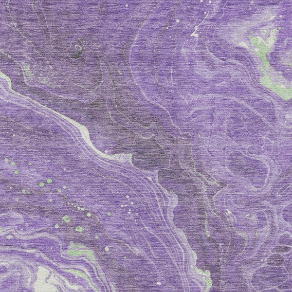 Homeroots 3' Indoor Outdoor Abstract Artichoke Green And Ivory Washable Area Rug For Stylish Spaces Purple Polyester 618207