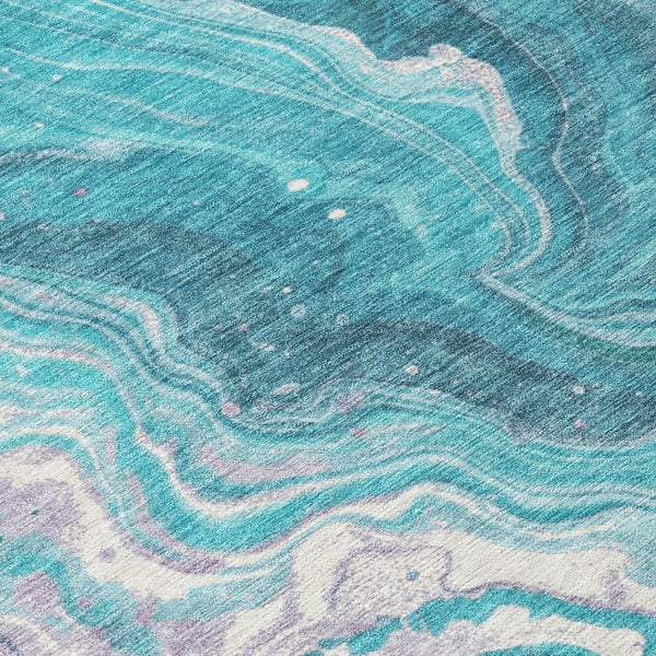 Homeroots 3' Indoor Outdoor Abstract Artichoke Green And Ivory Washable Area Rug For Stylish Spaces Teal Polyester 618210