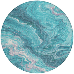 Homeroots 3' Indoor Outdoor Abstract Artichoke Green And Ivory Washable Area Rug For Stylish Spaces Teal Polyester 618210