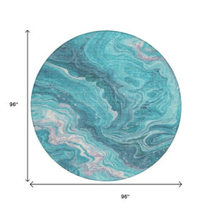 Homeroots 3' Indoor Outdoor Abstract Artichoke Green And Ivory Washable Area Rug For Stylish Spaces Teal Polyester 618210