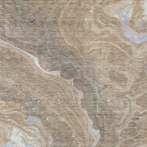 Homeroots 3' Indoor Outdoor Abstract Artichoke Green And Ivory Washable Area Rug For Stylish Spaces Taupe Polyester 618214