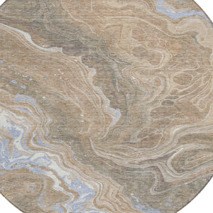 Homeroots 3' Indoor Outdoor Abstract Artichoke Green And Ivory Washable Area Rug For Stylish Spaces Taupe Polyester 618216