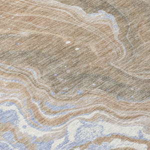 Homeroots 3' Indoor Outdoor Abstract Artichoke Green And Ivory Washable Area Rug For Stylish Spaces Taupe Polyester 618216