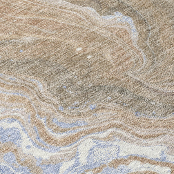 Homeroots 3' Indoor Outdoor Abstract Artichoke Green And Ivory Washable Area Rug For Stylish Spaces Taupe Polyester 618216