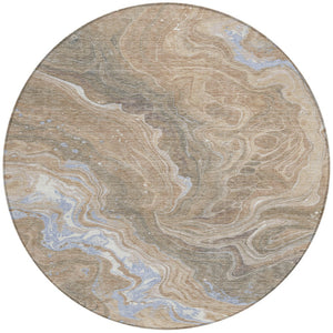 Homeroots 3' Indoor Outdoor Abstract Artichoke Green And Ivory Washable Area Rug For Stylish Spaces Taupe Polyester 618216