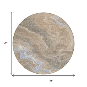 Homeroots 3' Indoor Outdoor Abstract Artichoke Green And Ivory Washable Area Rug For Stylish Spaces Taupe Polyester 618216