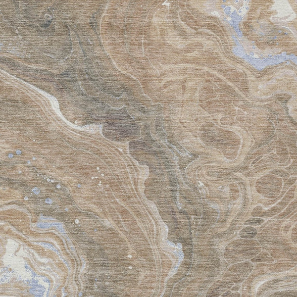 Homeroots 3' Indoor Outdoor Abstract Artichoke Green And Ivory Washable Area Rug For Stylish Spaces Taupe Polyester 618217