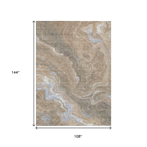 Homeroots 3' Indoor Outdoor Abstract Artichoke Green And Ivory Washable Area Rug For Stylish Spaces Taupe Polyester 618218