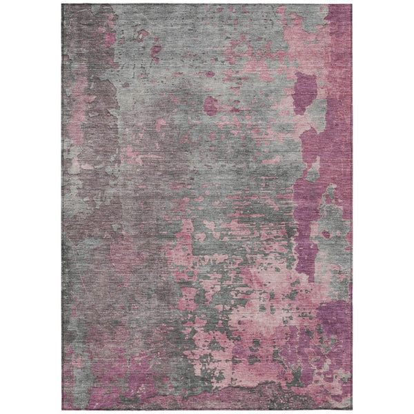 HomeRoots 5' Blush Gray and Mauve Abstract Area Rug - Stylish, Washable, Indoor/Outdoor Solution for Any Space 8' X 10' 618223