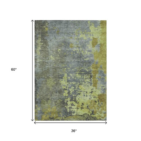 Homeroots 3' X 5' Abstract Washable Indoor Outdoor Area Rug For Stylish Home And Patio Décor Solutions Cactus Polyester 618226