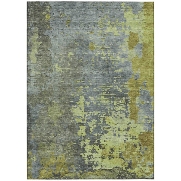 HomeRoots 5' Washable Abstract Area Rug in Fern Green, Gray, and Olive for Indoor & Outdoor Spaces 5' X 8' 618227