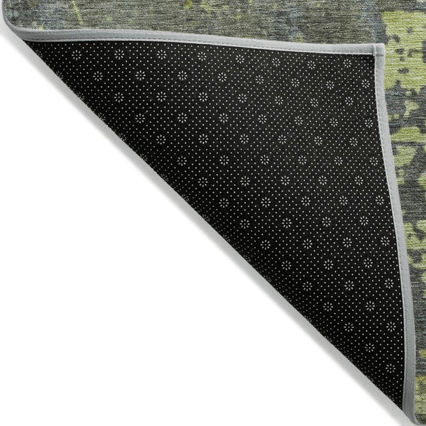 HomeRoots 5' Washable Abstract Area Rug in Fern Green, Gray, and Olive for Indoor & Outdoor Spaces 9' X 12' 618230