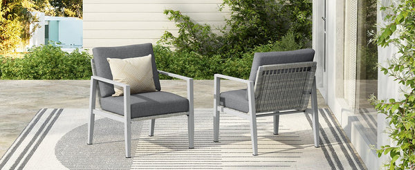 English Elm Christopher Knight Home® - [Set Of 2] Silver Aluminum Lounge Chairs With Plush Cushions & Chic Rope Accents For Modern Spaces N767P237034W_2