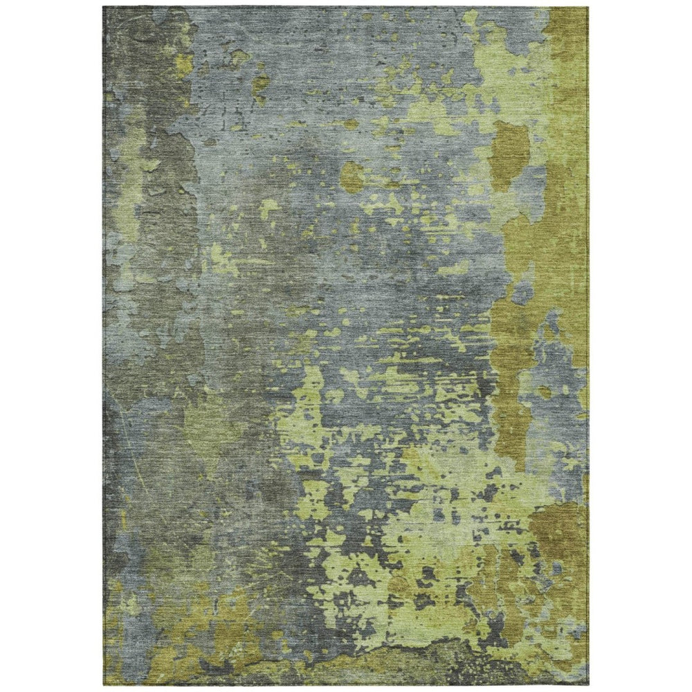 HomeRoots 5' Washable Abstract Area Rug in Fern Green, Gray, and Olive for Indoor & Outdoor Spaces 10' X 14' 618231