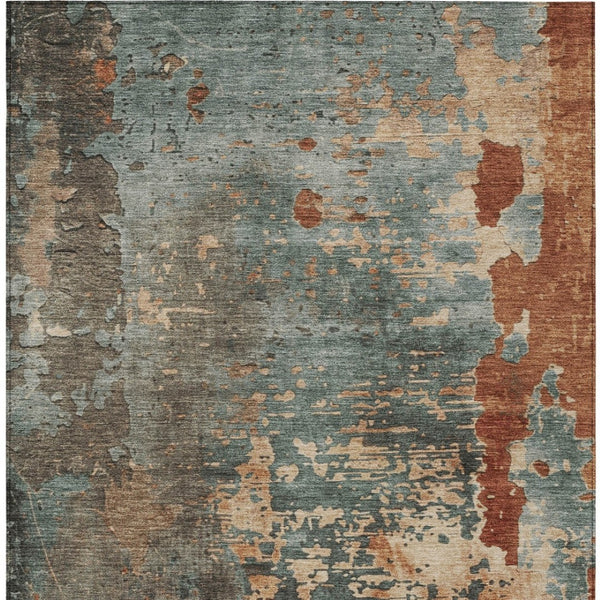 Homeroots 3' X 5' Abstract Washable Indoor Outdoor Area Rug For Stylish Home And Patio Décor Solutions Seafoam Polyester 618232