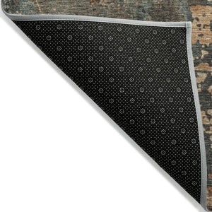 HomeRoots 5' Abstract Area Rug in Pale Aqua, Copper & Beige - Stylish, Washable, Indoor/Outdoor Versatility 5' X 8' 618233