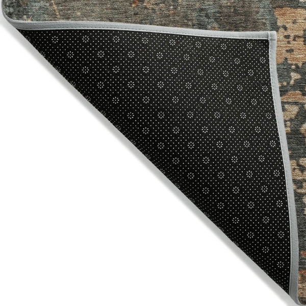 HomeRoots 5' Abstract Area Rug in Pale Aqua, Copper & Beige - Stylish, Washable, Indoor/Outdoor Versatility 5' X 8' 618233