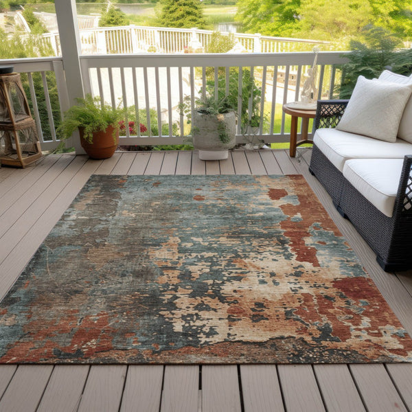 Homeroots 3' X 5' Abstract Washable Indoor Outdoor Area Rug For Stylish Home And Patio Décor Solutions Seafoam Polyester 618233
