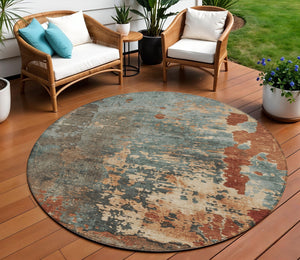 Homeroots 3' X 5' Abstract Washable Indoor Outdoor Area Rug For Stylish Home And Patio Décor Solutions Seafoam Polyester 618234